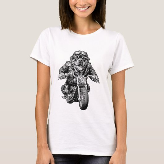 Rottweiler Motorrijder Hond T-shirt (Voorkant)