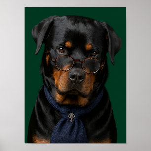 Rottweiler Muurkunst — Eerwaarde Professor Huisdie Poster