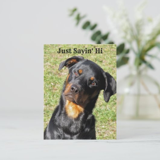 Rottweiler Net Sayin' Hi Briefkaart (Staand voorkant)
