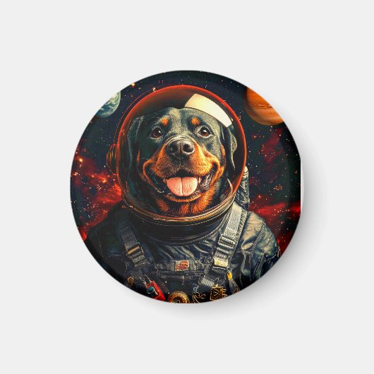 Rottweiler onderzoekt magneet (Voorkant)