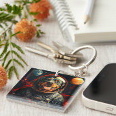 Rottweiler onderzoekt sleutelhanger (Voorkant Rechts)