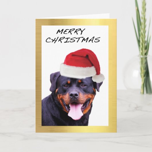 "Rottweiler" ontwerp kerstkaarten Feestdagen Kaart (Voorkant)