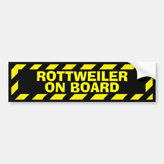 Rottweiler op de bord met de gele waarschuwingssti bumpersticker (Voorkant)