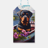 Rottweiler op een peddel: Een Schilderachtig avont Cadeaulabel (Voorkant)