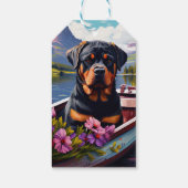 Rottweiler op een peddel: Een Schilderachtig avont Cadeaulabel (Achterkant)