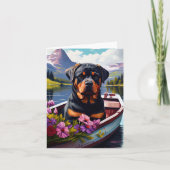 Rottweiler op een peddel: Een Schilderachtig avont Kaart (Voorkant)