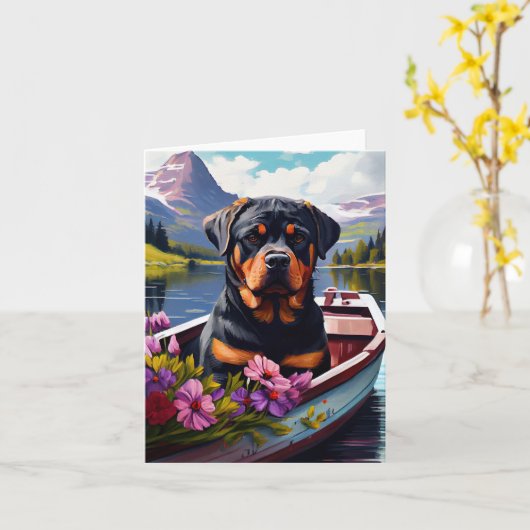 Rottweiler op een peddel: Een Schilderachtig avont Kaart (Gele Bloem)