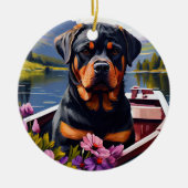 Rottweiler op een peddel: Een Schilderachtig avont Keramisch Ornament (Voorkant)