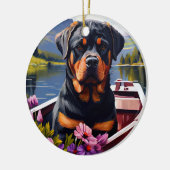 Rottweiler op een peddel: Een Schilderachtig avont Keramisch Ornament (Links)