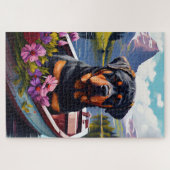Rottweiler op een peddel: Een Schilderachtig avont Legpuzzel (Horizontaal)