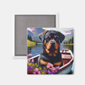Rottweiler op een peddel: Een Schilderachtig avont Magneet (Voorkant / Achterkant)