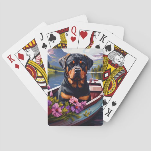 Rottweiler op een peddel: Een Schilderachtig avont Pokerkaarten (Achterkant)