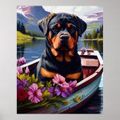 Rottweiler op een peddel: Een Schilderachtig avont Poster (Voorkant)