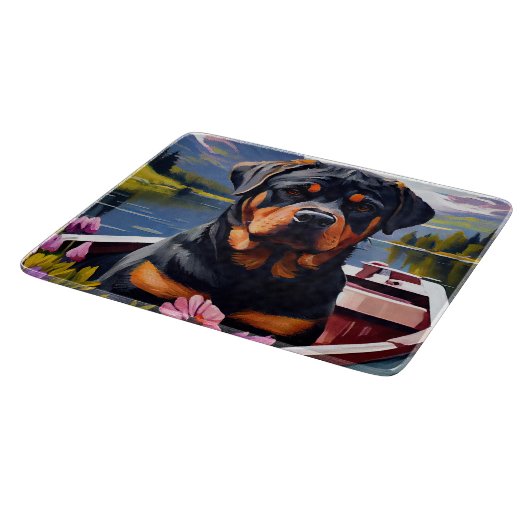 Rottweiler op een peddel: Een Schilderachtig avont Snijplank (Hoek)