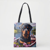 Rottweiler op een peddel: Een Schilderachtig avont Tote Bag (Voorkant)