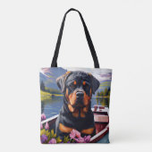Rottweiler op een peddel: Een Schilderachtig avont Tote Bag (Achterkant)