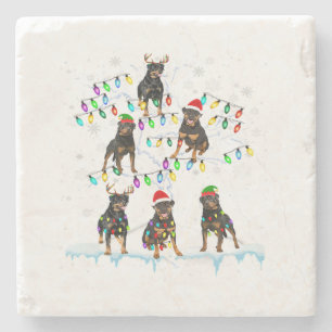 Rottweiler op het Hondenliefhebber van de Kerstboo Stenen Onderzetter