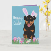 Rottweiler Paasbunny Kaart (Gele Bloem)