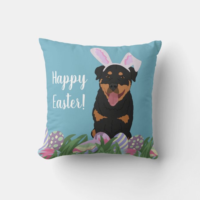 Rottweiler Paasbunny Kussen (Voorkant)