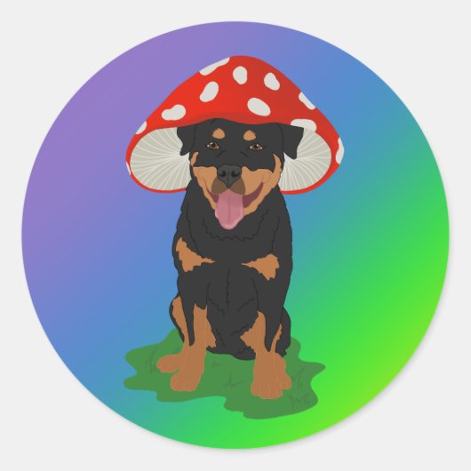  rottweiler-paddenstoel ronde sticker (Voorkant)