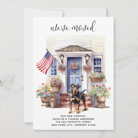 Rottweiler Patriottische Gepersonaliseerde Huisdie Aankondiging (Voorkant)