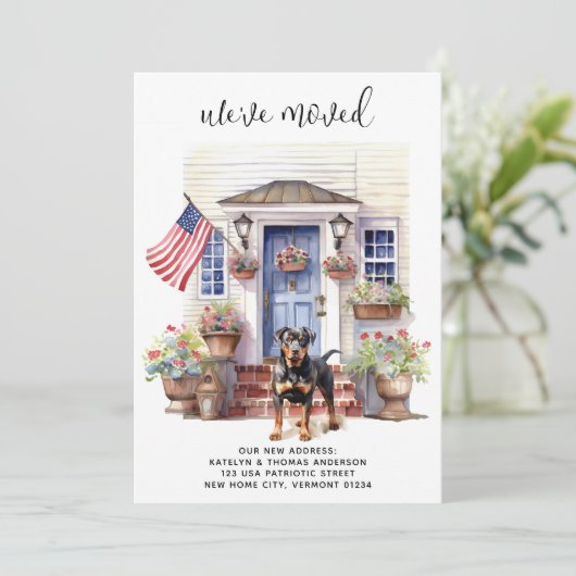 Rottweiler Patriottische Gepersonaliseerde Huisdie Aankondiging (Staand voorkant)