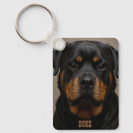 Rottweiler Personalized Photo Name Sleutelhanger (Voorkant)