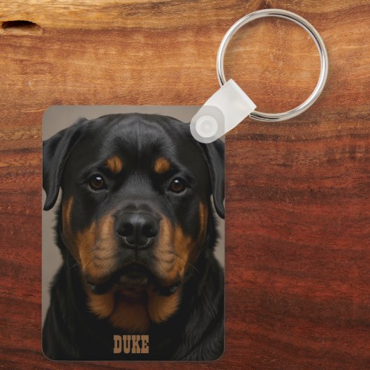Rottweiler Personalized Photo Name Sleutelhanger (Achterkant)