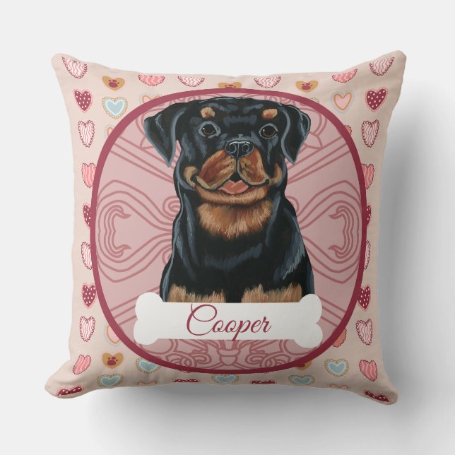 Rottweiler Persoonlijke Valentijnskussen Kussen (Voorkant)