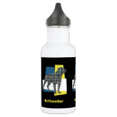 Rottweiler Pet Dog Silhouette Yellow & Blue Grid Waterfles (Links)