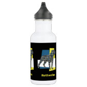 Rottweiler Pet Dog Silhouette Yellow & Blue Grid Waterfles (Rechts)