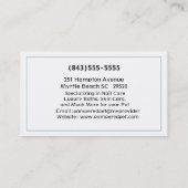 Rottweiler Pet Groomer/Vet/Sitters Visitekaartje (Achterkant)