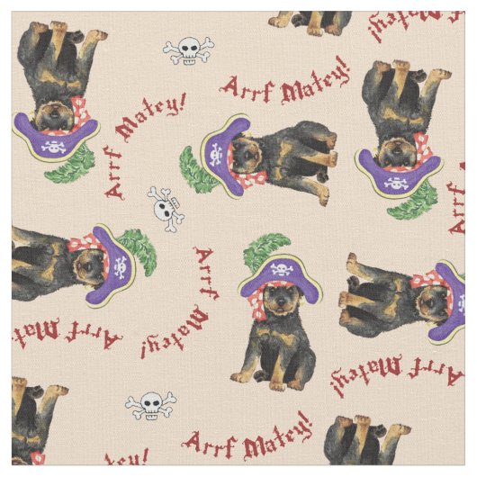 Rottweiler Pirate Fabric Stof (Close Up)