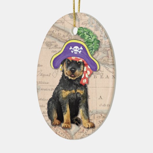 Rottweiler Pirate Keramisch Ornament (Links)