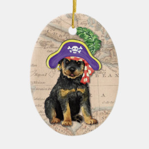 Rottweiler Pirate Keramisch Ornament