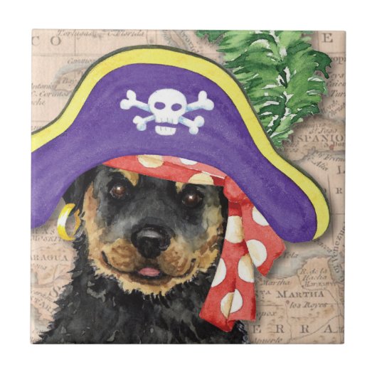 Rottweiler Pirate Tegeltje (Voorkant)