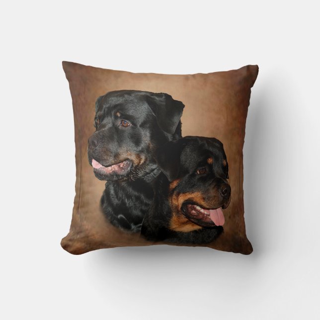 Rottweiler Polyester Sierkussen (Voorkant)