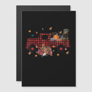 Rottweiler Pompoen Truck Thanksgiving Halloween Magnetische Uitnodiging