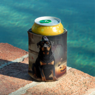 Rottweiler pompoenen Halloween eng Blikjeskoeler