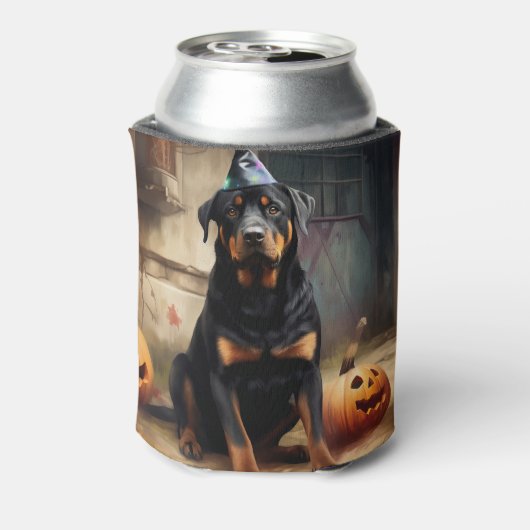 Rottweiler pompoenen Halloween eng Blikjeskoeler (Blikje Achterkant)