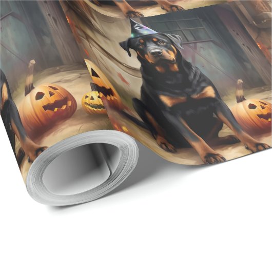 Rottweiler pompoenen Halloween eng Cadeaupapier (Rol Hoek)