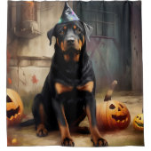 Rottweiler pompoenen Halloween eng Douchegordijn (Voorkant)