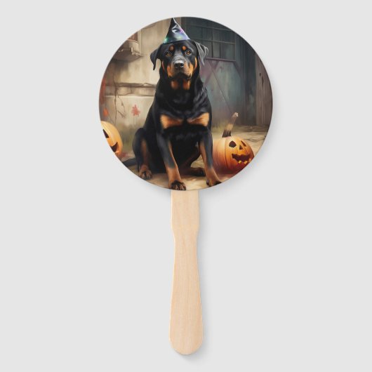 Rottweiler pompoenen Halloween eng Handwaaier (Achterkant)