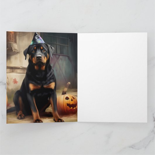 Rottweiler pompoenen Halloween eng Kaart (Binnen)