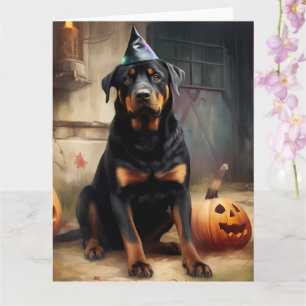 Rottweiler pompoenen Halloween eng Kaart