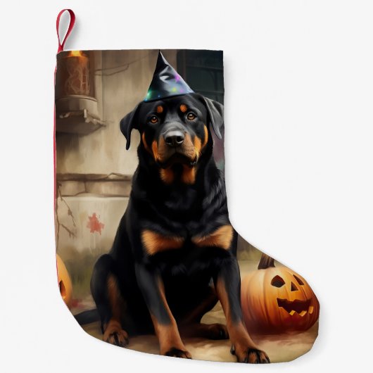 Rottweiler pompoenen Halloween eng Kleine Kerstsok (Voorkant)