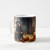Rottweiler pompoenen Halloween eng Koffiemok (Voorkant links)