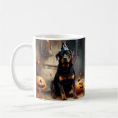 Rottweiler pompoenen Halloween eng Koffiemok (Links)