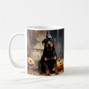 Rottweiler pompoenen Halloween eng Koffiemok