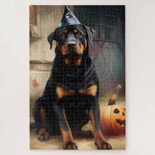 Rottweiler pompoenen Halloween eng Legpuzzel (Verticaal)